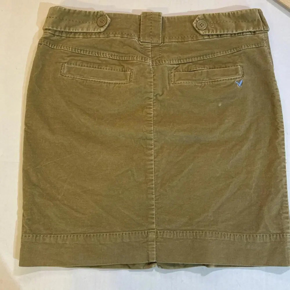 American Eagle Velvet Velour Khaki Vintage Y2K Boho Millennial Mini Skirt Size 2 - Picture 10 of 12